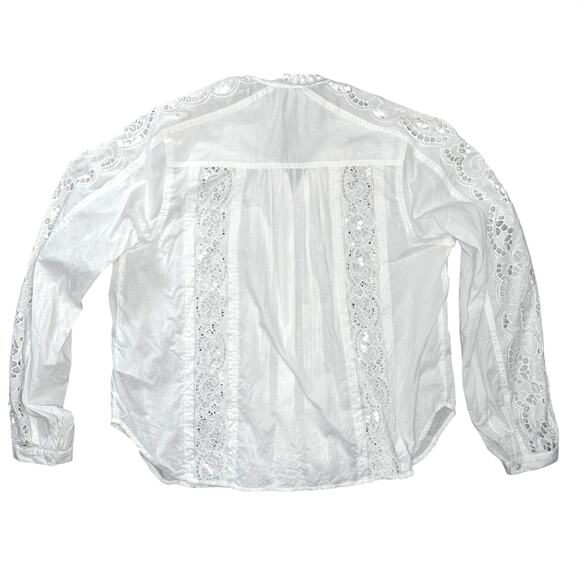 NWT Madewell Lace-Inset Pintucked Button Up White Size S - Picture 6 of 9